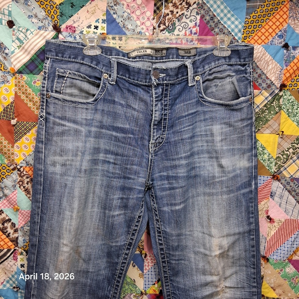 BKE Tyler Jeans Mens Size‎ 38 R Relaxed Fit Straight Leg Thick Stitch